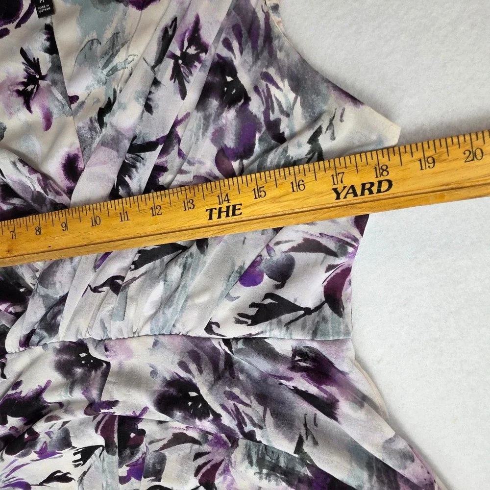 Simply Vera Vera Wang Purple Watercolor Floral High-Low V-Neck Dress Womens M - Picture 6 of 8